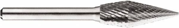 SGS Pro - 1/2" Cut Diam, 1/4" Shank Diam, Cone Head Double Cut Burr - Carbide, Point End, 1-1/4" LOC, 1-1/4" OAL - Benchmark Tooling