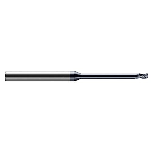 Miniature End Mills - Long Reach, Stub Flute - 0.1250″ (1/8″) Cutter Diameter × 0.0400″ Radius × 0.1870″ (3/16″) Length of Cut × 0.6250″ (5/8″) Reach Carbide Corner Radius End Mill, 3 Flutes, AlTiN Coated - Exact Industrial Supply