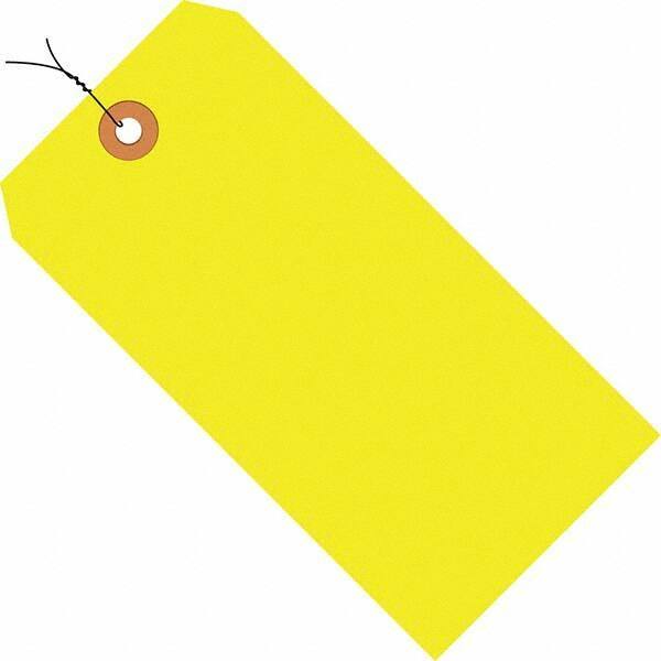 Made in USA - 4-3/4" High x 2-3/8" Long, Safety & Facility Blank Tag - Fluorescent Yellow Cardstock - Benchmark Tooling
