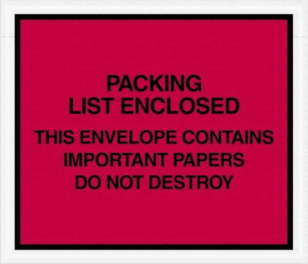 Value Collection - 1,000 Piece, 7" Long x 6" Wide, Packing List Envelope - Important Papers Enclosed, Red - Benchmark Tooling