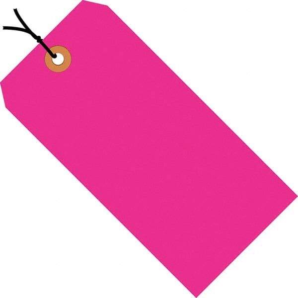Made in USA - 4-1/4" High x 2-1/8" Long, Safety & Facility Blank Tag - Fluorescent Pink Cardstock - Benchmark Tooling