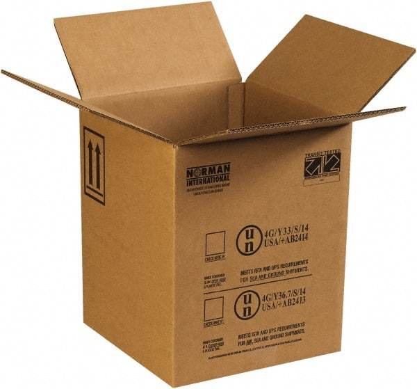 Made in USA - 12-1/2" Wide x 12-1/2" Long x 15-1/8" High Rectangle Corrugated Shipping Box - 2 Walls, Kraft (Color), 100 Lb Capacity - Benchmark Tooling