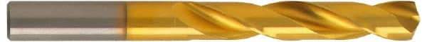 Guhring - 5.4mm 140° Solid Carbide Jobber Drill - TiN Finish, Right Hand Cut, Spiral Flute, Straight Shank, 76mm OAL, SU Point - Benchmark Tooling