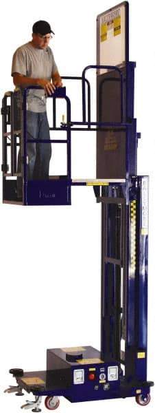 Ballymore - 650 Lb Capacity, 186" Lift Height, Battery Operated Power Stocker Lift with Safety Sensor - 186" Lift Height, Battery Operated - Benchmark Tooling