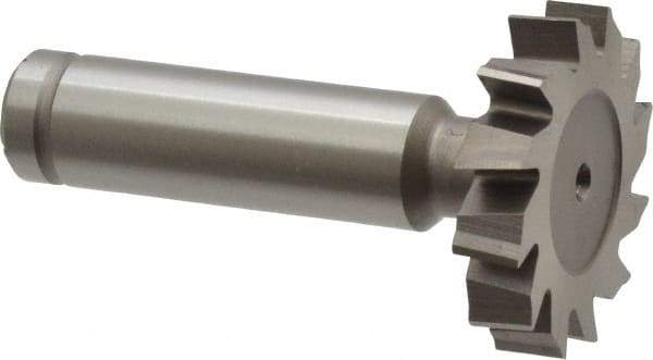 Made in USA - 1-1/4" Diam x 1/4" Face Width, Cobalt, 12 Teeth, Shank Connection Woodruff Keyseat Cutter - Uncoated, 2-1/4" OAL x 1/2" Shank, Staggered Teeth, ANSI 810, Old Standard 21 - Benchmark Tooling