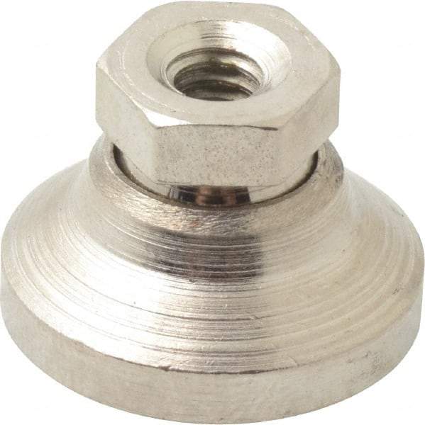 Gibraltar - 1000 Lb Capacity, 1/4-20 Thread, 45/64" OAL, Steel Stud, Tapped Pivotal Socket Mount Leveling Mount - 1" Base Diam, Steel Pad, 1/2" Hex - Benchmark Tooling