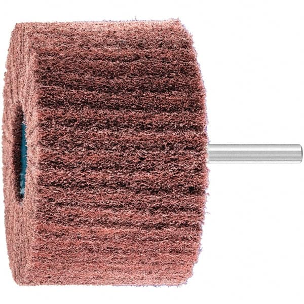PFERD - 3" Diam x 2" Face Width, Aluminum Oxide Nonwoven Mounted Flap Wheel - 1/4" Shank Mount, 180 Grit, 7,500 Max RPM - Benchmark Tooling