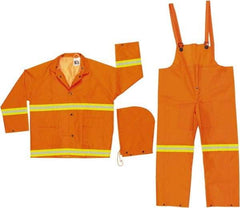 MCR Safety - Size 5XL, Orange, Rain Three Piece Suit - Detachable Hood, Take Up Snaps Ankle, Take Up Snaps Wrist - Benchmark Tooling