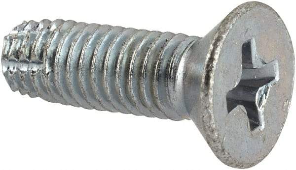 Value Collection - #10-32 UNF Thread, 5/8" OAL, #2 Phillips Drive Steel Thread Cutting Screw - Flat Head, Grade 1016-1024, Point Type F, Zinc-Plated Finish - Benchmark Tooling