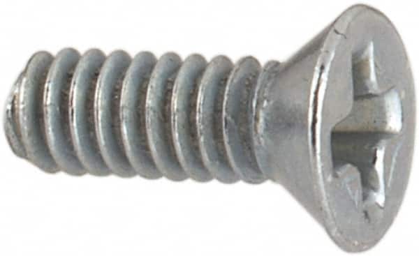 Value Collection - #2-56 UNC, 1/4" OAL Phillips Drive Machine Screw - Flat Head, Grade J82 Steel, Zinc-Plated Finish, Without Washer - Benchmark Tooling