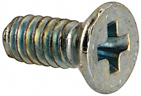 Value Collection - #3-48 UNC, 1/4" OAL Phillips Drive Machine Screw - Flat Head, Grade J82 Steel, Zinc-Plated Finish, Without Washer - Benchmark Tooling