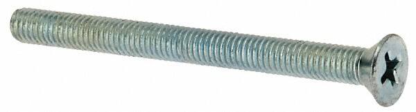 Value Collection - #10-32 UNF, 2-1/4" OAL Phillips Drive Machine Screw - Flat Head, Grade J82 Steel, Zinc-Plated Finish, Without Washer - Benchmark Tooling