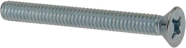 Value Collection - #12-24 UNC, 2" OAL Phillips Drive Machine Screw - Flat Head, Grade J82 Steel, Zinc-Plated Finish, Without Washer - Benchmark Tooling