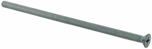 Value Collection - 1/4-20 UNC, 6" OAL Phillips Drive Machine Screw - Flat Head, Grade J82 Steel, Zinc-Plated Finish, Without Washer - Benchmark Tooling