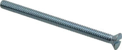 Value Collection - 1/4-20 UNC, 3-1/2" OAL Slotted Drive Machine Screw - Flat Head, Grade J82 Steel, Zinc-Plated Finish, Without Washer - Benchmark Tooling