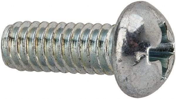 Value Collection - #8-32 UNC, 7/16" Length Under Head Phillips Drive Machine Screw - Round Head, Grade J82 Steel, Zinc-Plated Finish, Without Washer - Benchmark Tooling