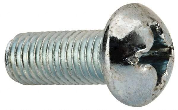 Value Collection - 1/4-28 UNF, 5/8" Length Under Head Phillips Drive Machine Screw - Round Head, Grade J82 Steel, Zinc-Plated Finish, Without Washer - Benchmark Tooling