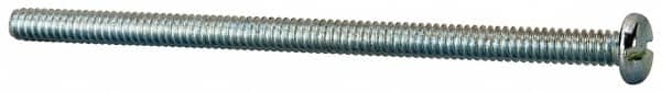 Value Collection - #10-24 UNC, 3-1/2" Length Under Head Slotted Drive Machine Screw - Pan Head, Grade J82 Steel, Zinc-Plated Finish, Without Washer - Benchmark Tooling