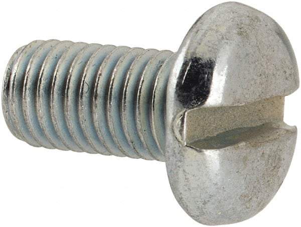 Value Collection - 1/4-28 UNF, 1/2" Length Under Head Slotted Drive Machine Screw - Pan Head, Grade J82 Steel, Zinc-Plated Finish, Without Washer - Benchmark Tooling
