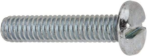 Value Collection - 5/16-18 UNC, 1-1/2" Length Under Head Slotted Drive Machine Screw - Pan Head, Grade J82 Steel, Zinc-Plated Finish, Without Washer - Benchmark Tooling