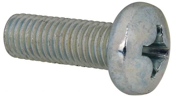 Value Collection - 1/4-28 UNF, 3/4" Length Under Head Phillips Drive Machine Screw - Pan Head, Grade J82 Steel, Zinc-Plated Finish, Without Washer - Benchmark Tooling