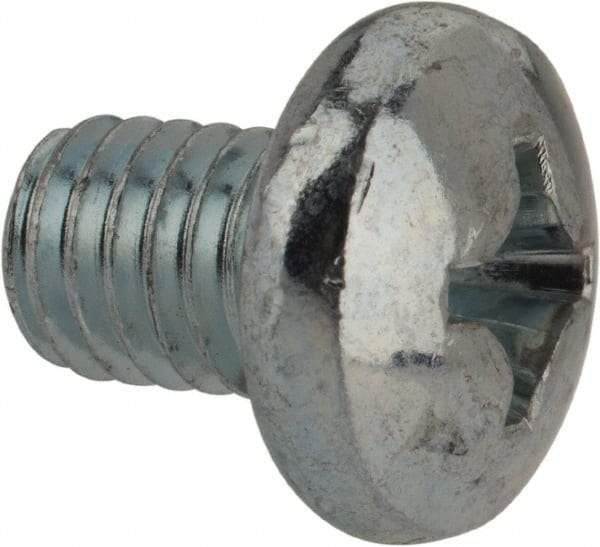 Value Collection - 3/8-16 UNC, 1/2" Length Under Head Phillips Drive Machine Screw - Pan Head, Grade J82 Steel, Zinc-Plated Finish, Without Washer - Benchmark Tooling