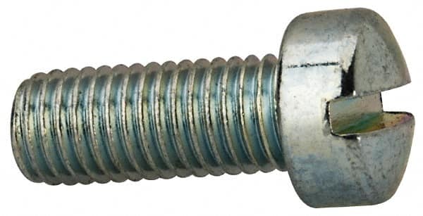 Value Collection - 1/4-28 UNF, 5/8" Length Under Head Slotted Drive Machine Screw - Fillister Head, Grade J82 Steel, Zinc-Plated Finish, Without Washer - Benchmark Tooling