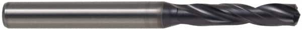 Kennametal - 6.5mm 140° Spiral Flute Solid Carbide Screw Machine Drill Bit - TiAlN Finish, Right Hand Cut, 34mm Flute Length, 79mm OAL, Standard Point, Straight Shank, Through Coolant - Benchmark Tooling