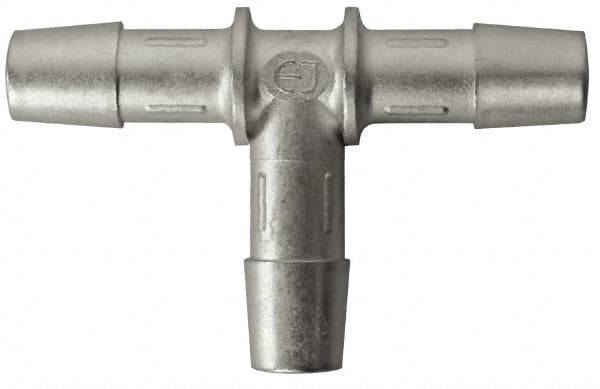 Made in USA - 0.685" Tube ID, Metal Barbed Tube Tee - Stainless Steel - Benchmark Tooling