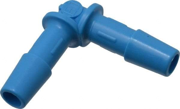 Made in USA - 1/4" Barb, HDPE Single Barbed Tube Elbow - Blue, Male - Benchmark Tooling