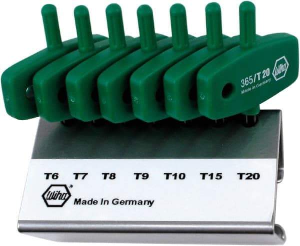 Wiha - 7 Piece T6 to T20 Chrome Vanadium Molybdenum Wing Handle Torx Key Set - T6, T7, T8, T9, T10, T15, T20 Torx Size - Benchmark Tooling