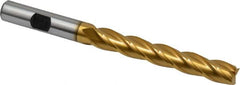 Hertel - 3/8", 2-1/2" LOC, 3/8" Shank Diam, 4-1/4" OAL, 4 Flute, Cobalt Square End Mill - Single End, TiN Finish, Centercutting - Benchmark Tooling