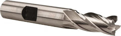 Hertel - 11/32", 3/4" LOC, 3/8" Shank Diam, 2-1/2" OAL, 4 Flute, High Speed Steel Square End Mill - Single End, Uncoated, Spiral Flute, 30° Helix, Centercutting, Right Hand Cut, Right Hand Flute - Benchmark Tooling