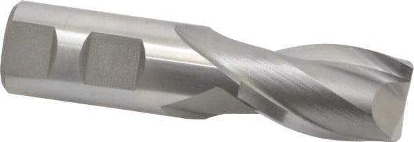 Hertel - 1", 1-5/8" LOC, 1" Shank Diam, 4-1/8" OAL, 2 Flute, High Speed Steel Square End Mill - Single End, Uncoated, Spiral Flute, 30° Helix, Centercutting, Right Hand Cut, Right Hand Flute - Benchmark Tooling