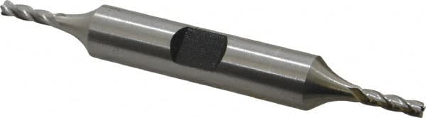 Hertel - 7/64", 3/8" LOC, 3/8" Shank Diam, 3-1/16" OAL, 4 Flute, High Speed Steel Square End Mill - Double End, Uncoated, Spiral Flute, 30° Helix, Right Hand Cut, Right Hand Flute - Benchmark Tooling