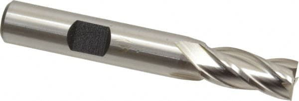 Hertel - 11/32", 3/4" LOC, 3/8" Shank Diam, 2-1/2" OAL, 4 Flute, High Speed Steel Square End Mill - Single End, Uncoated, Spiral Flute, 30° Helix, Right Hand Cut, Right Hand Flute - Benchmark Tooling