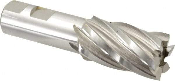 Hertel - 1-1/8", 2" LOC, 7/8" Shank Diam, 4-1/4" OAL, 6 Flute, High Speed Steel Square End Mill - Single End, Uncoated, Spiral Flute, 30° Helix, Right Hand Cut, Right Hand Flute - Benchmark Tooling