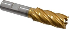Hertel - 13/16", 1-7/8" LOC, 5/8" Shank Diam, 4" OAL, 6 Flute, High Speed Steel Square End Mill - Single End, TiN Finish - Benchmark Tooling