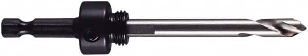 M.K. MORSE - 9/16 to 1-3/16" Tool Diam Compatibility, Hex Shank, High Speed Steel Integral Pilot Drill, Hole Cutting Tool Arbor - 1/4" Min Chuck, Hex Shank Cross Section, Threaded Shank Attachment, For 9/16 to 1-3/16" Hole Saws - Benchmark Tooling