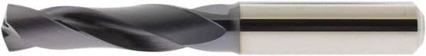 Accupro - 5.2mm 140° Spiral Flute Solid Carbide Screw Machine Drill Bit - AlTiN Finish, Right Hand Cut, 28mm Flute Length, 66mm OAL, Straight Shank, Through Coolant - Benchmark Tooling