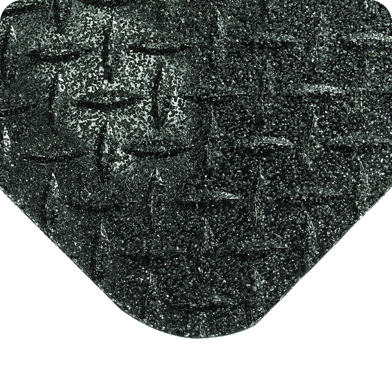 Diamond Plate with GritWorks Floor Mat - 2' x 3' x 9/16" Thick - (Black Diamond Plate Sponge Cote Coating) - Benchmark Tooling