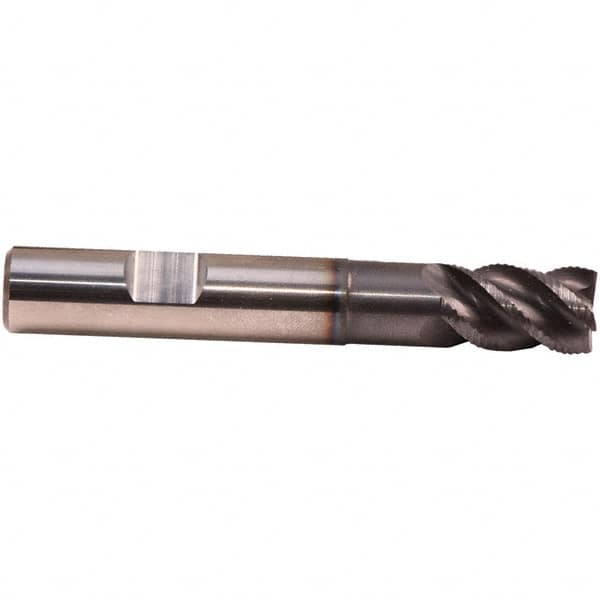Emuge - 1mm Diam, 1.5mm LOC, 3 Flute Solid Carbide Roughing & Finishing End Mill - TiAlN Finish, 38mm OAL, 3mm Shank Diam, Weldon Shank, 45° Helix, Centercutting, Regular Length - Benchmark Tooling