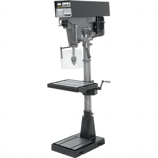 Jet - 15" Swing, Variable Speed Pulley Drill Press - Variable Speed, 1 hp, Single Phase - Benchmark Tooling