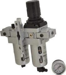 PRO-SOURCE - 1/4" NPT Port Intermediate 2 Piece Filter/Regulator-Lubricator FRL Unit - Polycarbonate Bowl, 53 SCFM, 145 Max psi, 8.66" High, Manual Drain - Benchmark Tooling