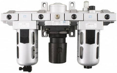 PRO-SOURCE - 3/8" NPT Port Intermediate 3 Piece Filter-Regulator-Lubricator FRL Unit - Polycarbonate Bowl, 71 SCFM, 145 Max psi, 8.66" High, Automatic Drain - Benchmark Tooling