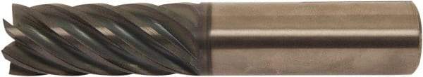 Accupro - 1-1/4", 5" LOC, 1-1/4" Shank Diam, 7-1/2" OAL, 7 Flute, Solid Carbide Square End Mill - Single End, AlTiCrN Finish, Spiral Flute, 38° Helix, Right Hand Cut, Right Hand Flute, Series HS - Benchmark Tooling
