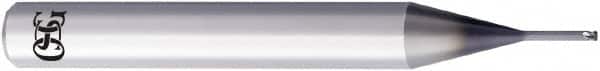 OSG - 1mm, 4 Flute, Single End, Solid Carbide, 0.1mm Corner Radius End Mill - 50mm OAL, 30° Helix, Right Hand Flute, 0.4mm LOC, Right Hand Cut, 6mm Extended Reach - Benchmark Tooling