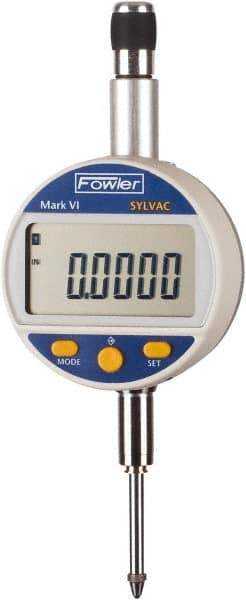 Fowler - 0 to 25mm Range, 0.00005" Graduation, Electronic Drop Indicator - Center Lug Back, Accurate to 0.00016", Inch & Metric System, LCD Display - Benchmark Tooling