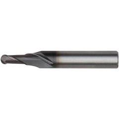 Kennametal - 1/2" Diam, 5/8" LOC, 2 Flute Solid Carbide Ball End Mill - AlTiN Finish, Single End, 2-5/32" OAL, 1/2" Shank Diam, Spiral Flute - Benchmark Tooling