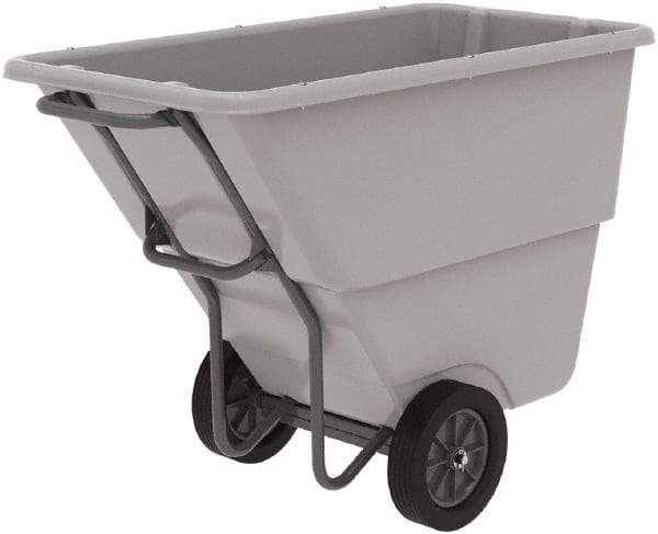 Akro-Mils - 600 Lb Load Capacity, 1/2 Cu Yd, Plastic Tilt Truck - 27" Wide x 54" Long x 36" High, Gray - Benchmark Tooling